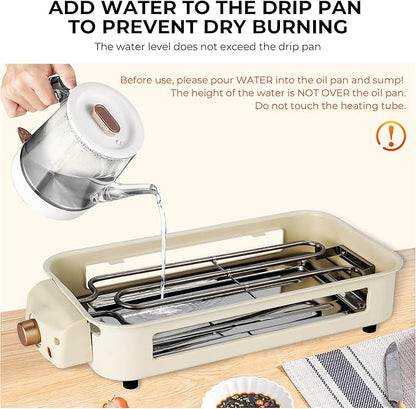 Pukomc Electric Indoor Grill,2 in 1 Indoor Grills for Kitchen with Grill Net & Non-Stick Cooking Removable Plate, Temperature Control, Dishwasher Safe, 1700W Smokeless barbecue