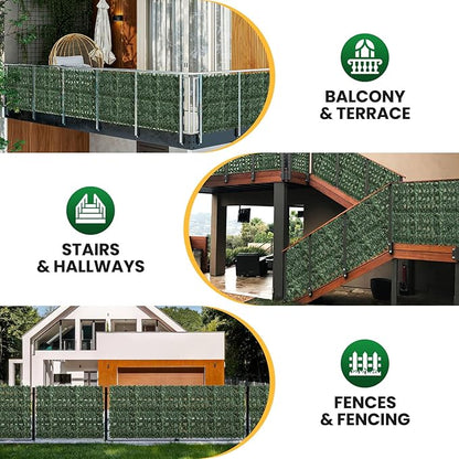 Artificial Ivy Privacy Fence Screen,240X40 in Privacy Fence Panels Balcony Privacy Screen Faux Ivy Hedge Vine Leaf Greenery Backdrop Privacy Screen Outdoor for Patio,Balcony, Garden, Backyard