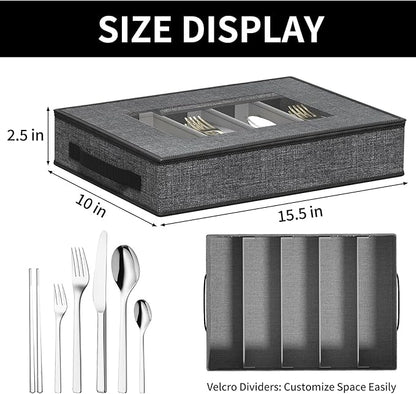 Aokeyee China Storage Containers Hard Shell 8 Piece, Mug, Wine Glass, Utensils, Plate Storage Containers w/Lid, Soft Dividers Felt Pads, Handles, Stackable Storage Organizer for Moving, Party, Grey