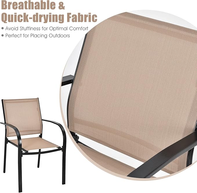 GIANTEX Set of 4 Outdoor Patio Chairs, Stackable Lawn Chairs - Image 6