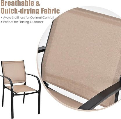 GIANTEX Set of 4 Outdoor Patio Chairs, Stackable Lawn Chairs - Image 6
