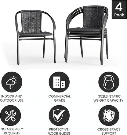 Flash Furniture Lila Modern Rattan Indoor/Outdoor Stackable Dining Chairs - Image 5