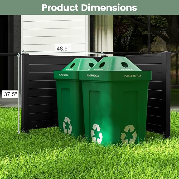 Giantex 4 Panels Air Conditioner Fence - 48''W x 36''H Outdoor Privacy Screen Trash Can Enclosure with Stakes, PVC Vinyl Freestanding Picket Fences for Garden Patio Lawn AC Unit Pool Pump, Black