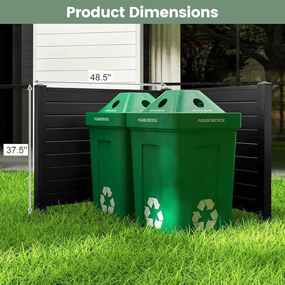 Giantex 4 Panels Air Conditioner Fence - 48''W x 36''H Outdoor Privacy Screen Trash Can Enclosure with Stakes, PVC Vinyl Freestanding Picket Fences for Garden Patio Lawn AC Unit Pool Pump, Black