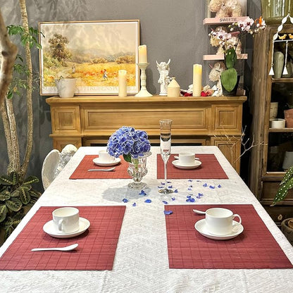ANDSTAR Set of 24 Bamboo Placemats 17.7X11.8Inch Sushi Rolling Mat Japanese Style Bamboo Mat Natural Place Mats Washable Heat Resistant Table Mats for Dinner Dining Table Wedding Parties（Red）