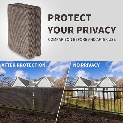 LOVE STORY Custom Size 3.3'x35' Brown Balcony Privacy Screen,UV Block Privacy Fence Screen,90% Shield for Outdoor Pool Garden Apartment Railing