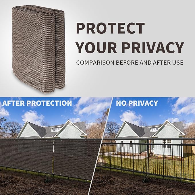 LOVE STORY Custom Size 2'6''x29' Brown Balcony Privacy Screen,UV Block Privacy Fence Screen,90% Shield for Outdoor Pool Garden Apartment Railing