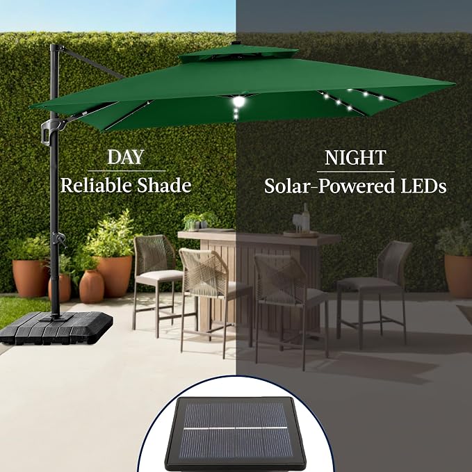 Best Choice Products 9x12ft LED Cantilever Patio Umbrella w/Base Included & - Image 6