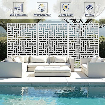 Outdoor Privacy Screen,72" H×47" W Metal Privacy Screen, Freestanding Privacy Fence Panels for Patio