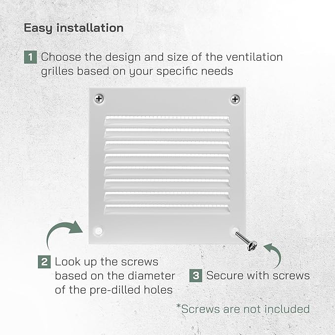 Vent Systems 4'' x 4'' Inch (Overall Dimensions) - Pack of 10 - White Air Vent Cover - Metal Air Return Grill with Built in Guard Screen Mesh - HVAC Ducting Vent Duct Cover for Interior, Exterior Use