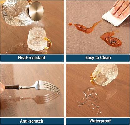 Clear Round Table Cover Protector 40 Inch, 2.0mm Transparent Plastic Table Protector Waterproof, Anti-Scratch Clear Desk Mat for Office Desktop Dresser Dining Table, FDA Compliant