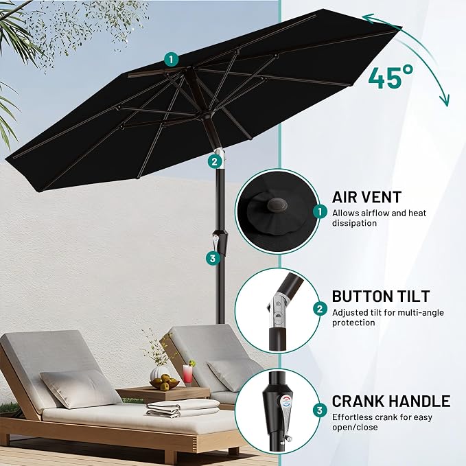 9 FT Patio Umbrella for Outdoor, Outdoor Table Umbrella - Image 5