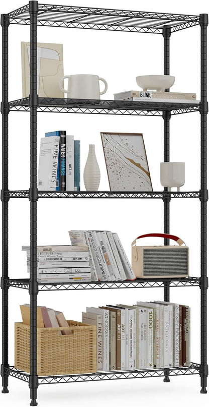 M MZG 1250 lbs 5 Tier Shelf Metal Storage Shelves Wire Rack Closet Organizers by MEIGAOPLASTICANDMETALHKCOLIMITED