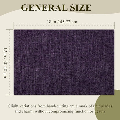 KXN Placemats Set of 8, Dual-Layer Thickened Faux Linen Table Mats, Heat Resistant & Wrinkle-Free, Machine Washable Cloth Place Mats for Kitchen Dining Indoor Outdoor (Purple)