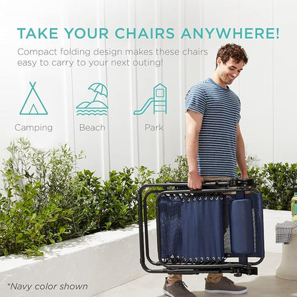 Best Choice Products Set of 2 Adjustable Steel Mesh Zero Gravity Lounge Chair - Image 5
