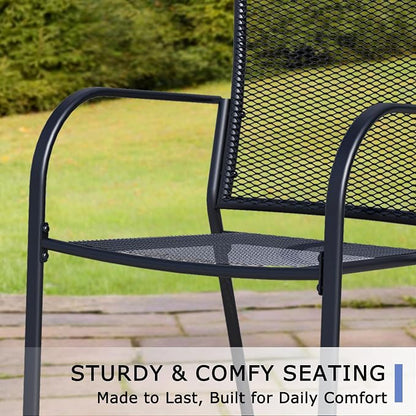 Outdoor Metal Patio Chairs Set of 8, Stackable Iron Mesh Dining Chairs - Image 6