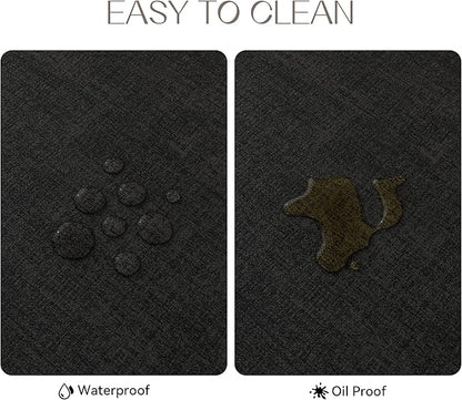 Romanstile Vinyl Placemats Set of 12-12 X 17 Inch - Heat Resistant Place Mats 100% Waterproof Oilproof Wipeable Reversible Faux Leather Table Mats for Kitchen, Dining, Party, Outdoor, Black