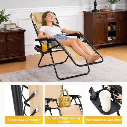 NEWBULIG Zero Gravity Chairs Set of 2, Folding Lounge Recliner Chair | Portable - Image 4