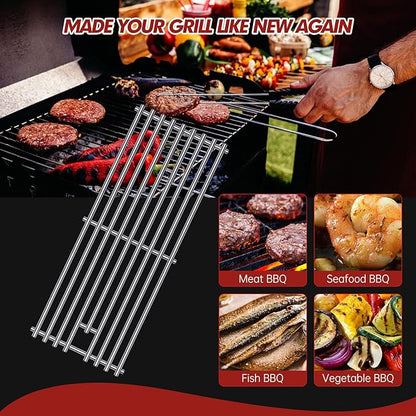9MM 16517 Grill Grates Replacement for Bull Grill Replacement Parts, BBQ Bull Brahma 5 Burner 57568, 57569, 57568CE, 19” Lion Premium 40” 4 Burner L90000, 90000, 65073 Stainless Steel Grids