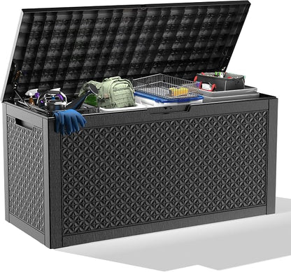 110 Gallon Outdoor Deck Box, Resin Waterproof Storage Box by KFY