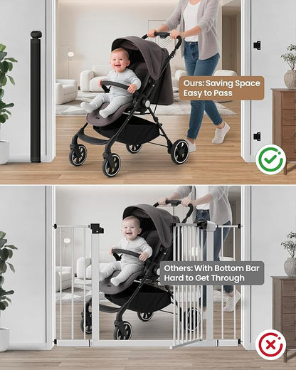 120" Wide Retractable Baby Gate, 34" Tall Reinforced Mesh Gate with 10 Rods to Prevent Sagging, Secure Closure Extra Wide Baby Gate for Large Living Rooms, Indoor/Outdoor Spaces, Black
