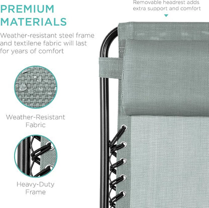 Best Choice Products Set of 2 Adjustable Steel Mesh Zero Gravity Lounge Chair - Image 7