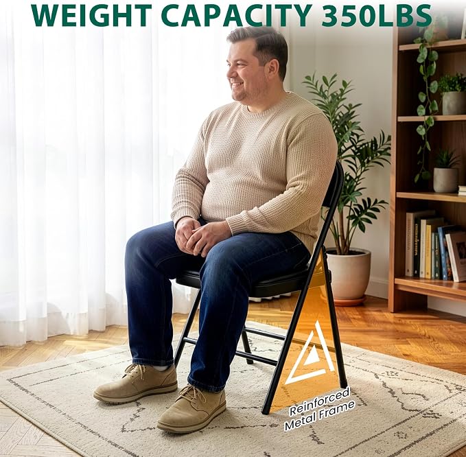 10 Pack Padded Folding Chairs, Portable Metal Foldable Chairs - Image 7