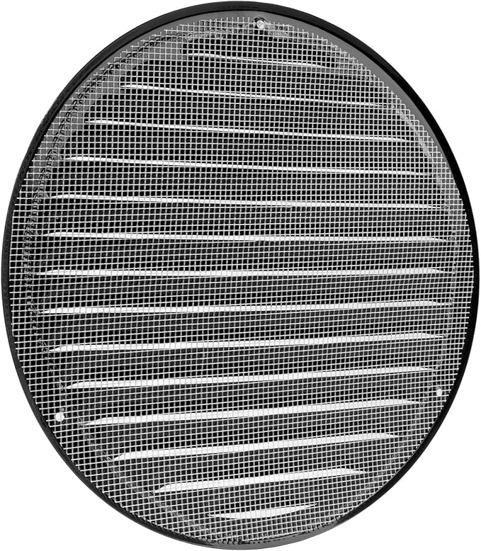 Vent Systems 8" Black Soffit Vent Cover - Pack of 2 - Round Air Vent Louver - Grill Cover - Built-in Insect Screen - HVAC Vents for Bathroom, Home Office, Kitchen