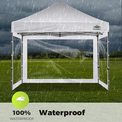 Instant Canopy Sidewalls for 10x10 Pop Up Canopy Tent, 300D Waterproof Material for Outdoor Events, Vendor Booths, and Privacy (Sidewalls Only, Canopy Not Included) (White, 10x10ft-clear Window)