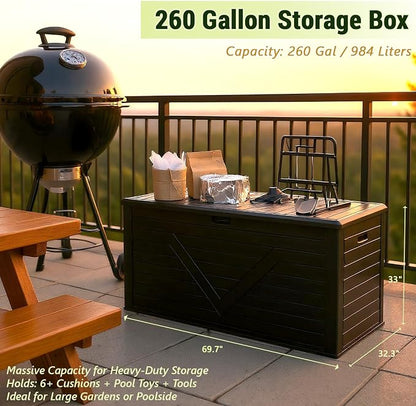 Outdoor Storage Box, 260 Gallon Deck Box Outdoor Storage Bench Outside - Image 4