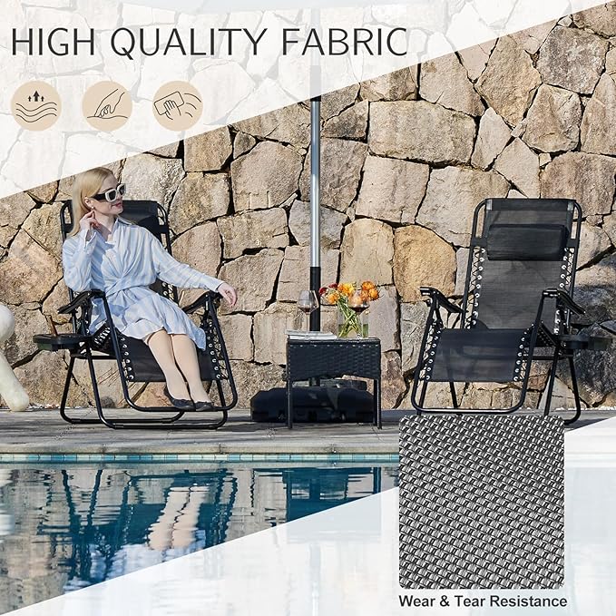 Sweetcrispy Zero Gravity Chairs Set of 2, Outdoor Folding Patio Lounge Chair - Image 4