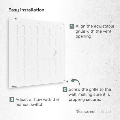 Vent Systems 12" x 12" Inch (Outer Dimensions) Metal Air Vent Grille - White Adjustable Register Vent Cover - Open/Close Air Supply Intake Wall Vent - Heating/Cooling Ceiling Grille for House, Garage