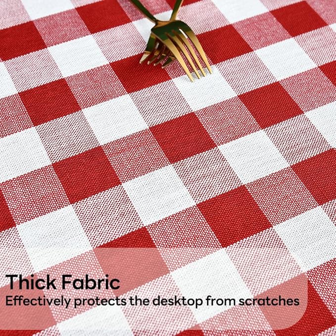 Gingham Tablecloth Rectangle Table Cloth Heavy Duty Cotton Checkered Table Cover for Spring Picnic Kitchen Dining(C-Red, 52x52 inch)