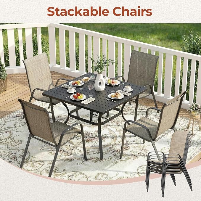 TLSUNNY Patio Chairs, Stackable Textilene Outdoor Dining Furniture - Image 6