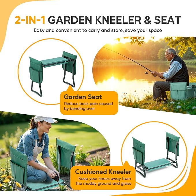 Simple Deluxe Garden Kneeler and Seat, Foldable Kneeling Stool - Image 4