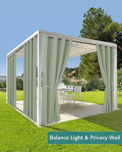 Windproof Outdoor Curtains for Patio Waterproof 4 Pcs 54x84 In Sage Green | - Image 5