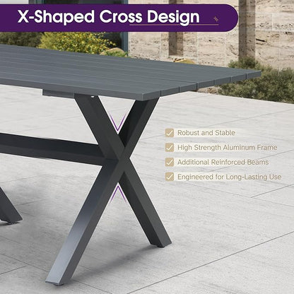 PURPLE LEAF 16 Pieces Patio Dining Set Wicker Outdoor Furniture Rectangular Table and Chairs Set for Garden Deck Aluminum Frame Backyard Kitchen Set, Cushions and Pillows Included Taupe