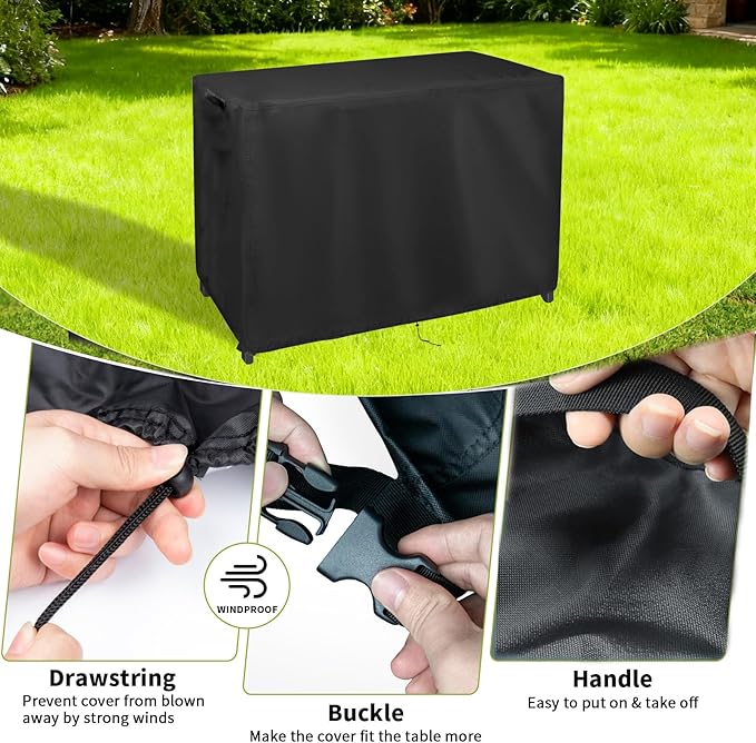 Grill Cart Cover, Outdoor Grill Stand Cover with UV Protection & Windproof Straps,Heavy Duty Covers for Most Standard Grill Carts/Pizza Oven Table -32" D x 28.3" W x 17" H