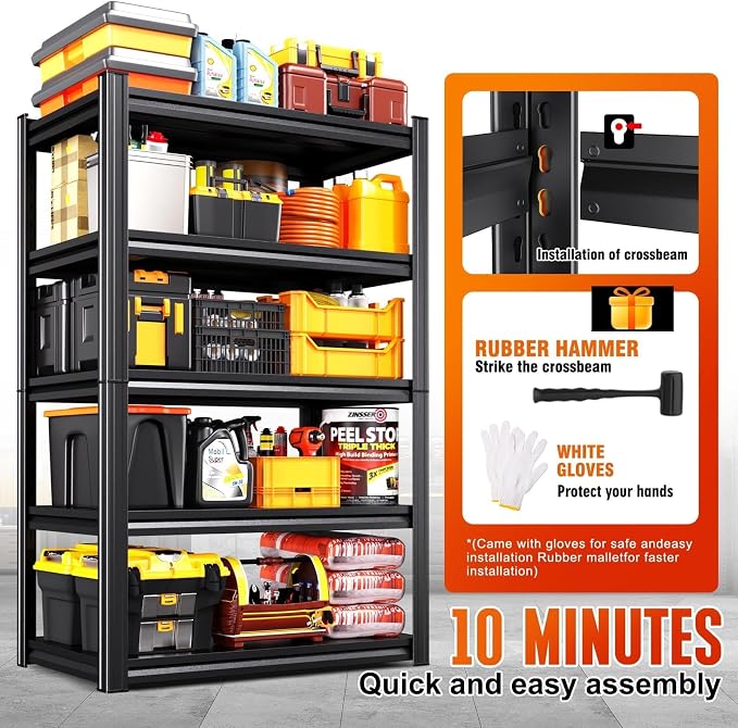 4-pack 46''W Storage Shelves, Adjustable Shelving Unit, 5T Metal Garage Shelving - Image 4