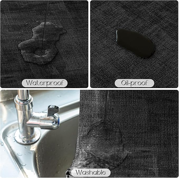 Romanstile Reversible Vinyl Placemats Set of 4, Faux Leather 100% Waterproof Oil-Proof Wipeable Place Mats, Heat Resistant Dual Sided Table Mats for Kitchen/Dining/Party (Grey Black, 12 x 17 Inch)