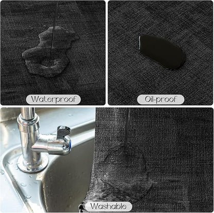 Romanstile Reversible Vinyl Placemats Set of 8, Faux Leather 100% Waterproof Oil-Proof Wipeable Place Mats, Heat Resistant Dual Sided Table Mats for Kitchen/Dining/Party (Black, 12 x 17 Inch)