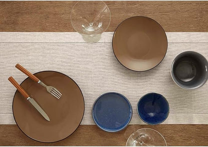 Solino Home Linen Light Natural Table Runner 72 Inches Long - 100% Pure Linen 16 x 72 Inch Table Runner for Spring, Easter - Classic Hemstitch