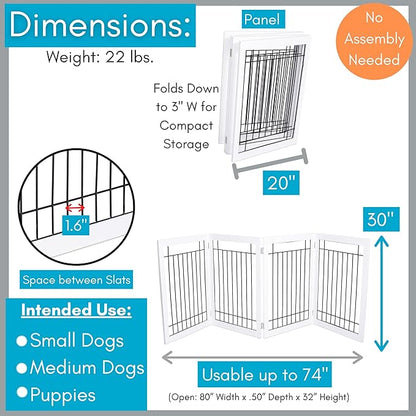 Internet's Best Traditional Wire Dog Gate - 4 Panel - 30" Tall - White