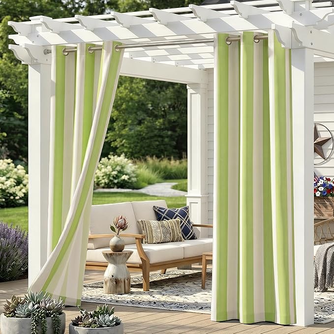 2 Panels Outdoor Stripe Curtains by Sunshelf