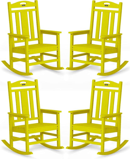 Oversized Outdoor Rocking Chairs Set of 4, 380lbs Heavy-Duty Large Patio Rocker by CIOKEA