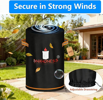 Fire Pit Cover for Ninja Fireside 360, Cover for Ninja Firepit, 600D Tear-Resistant 100% Waterproof & Anti UV Fire Pit Soft Cover Round Fits 21-23in Fire Pit with Drawstring & Double Handles