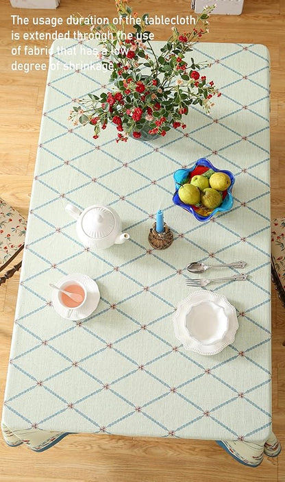 ISAENNE Designer Linen Floral Small Square Tablecloth,Light Green Farmhouse Durable Table Cloth,Washable Decor Tablecloths for Dining Kitchen Thanksgiving Christmas,55"*55"-Floralsea B