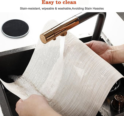 Placemats Set of 8,Washable,Heat and Stain Resistant Indoor/Outdoor Place mats, Vinyl Woven Non Slip Table Mats for Restaurant Table Protection, PVC Table Placemats.(Beige White,8PCS)