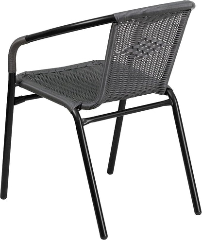 Flash Furniture Lila Modern Rattan Indoor/Outdoor Stackable Dining Chairs - Image 9