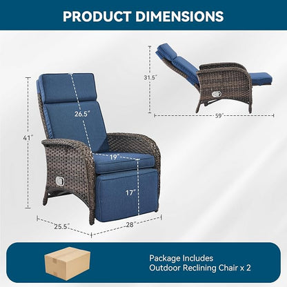 Zero Gravity Wicker Patio Recliner Chairs Set of 2 - Image 2